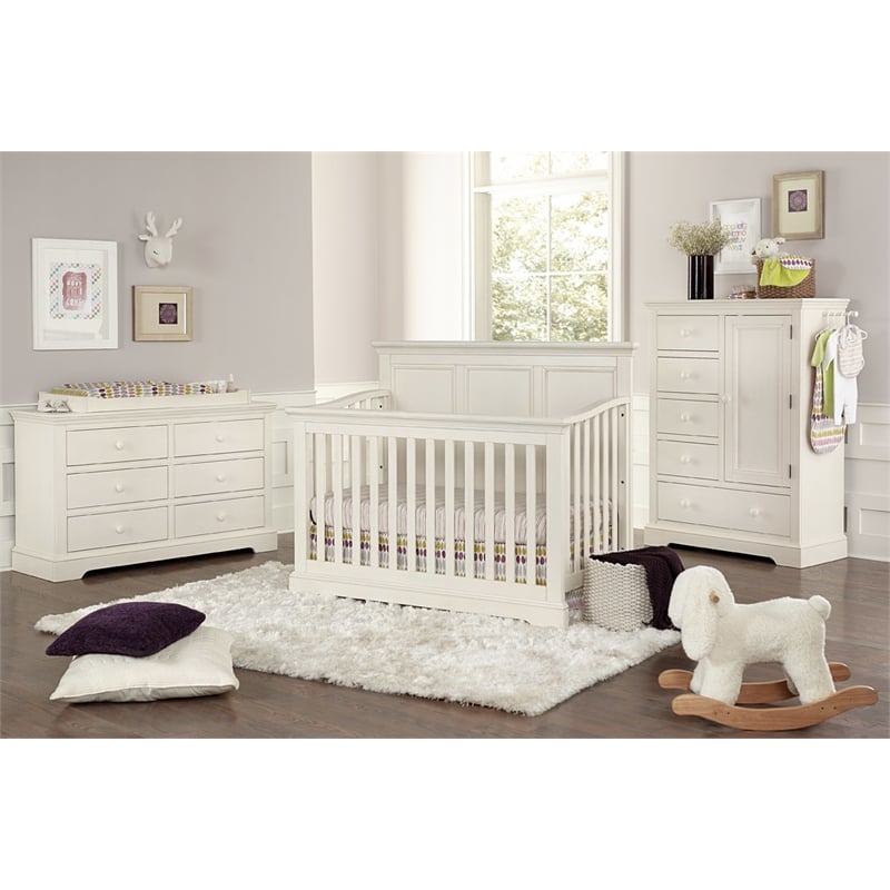 Pemberly Row Wood Hutch/Bookcase with Adjustable Shelves in Chalk White