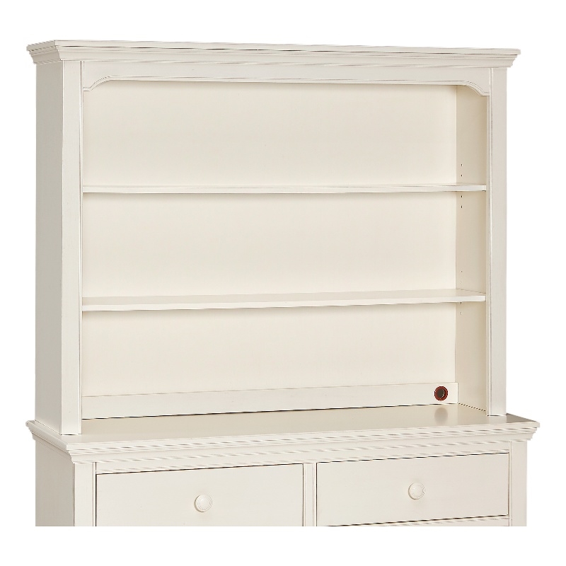 Pemberly Row Wood Hutch/Bookcase with Adjustable Shelves in Chalk White