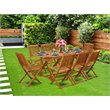 Pemberly Row Traditional 9-piece Wood Patio Furniture Set in Natural Oil