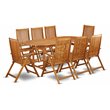 Pemberly Row Traditional 9-piece Wood Backyard Set in Natural Oil