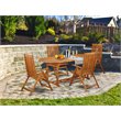 Pemberly Row Traditional 5-piece Wood Outside Patio Set in Natural Oil