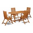 Pemberly Row Traditional 5-piece Wood Outside Patio Set in Natural Oil