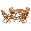 Pemberly Row Traditional 5-piece Wood Balcony Set in Natural Oil