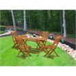 Pemberly Row Traditional 5-piece Wood Courtyard Set in Natural Oil