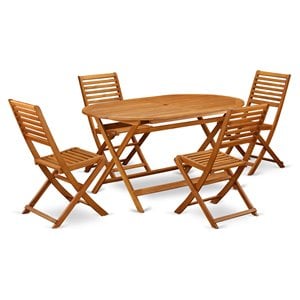 Pemberly Row Traditional 5-piece Wood Courtyard Set in Natural Oil