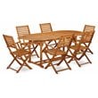 Pemberly Row Traditional 7-piece Wood Outdoor Dining Set in Natural Oil