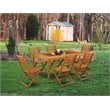 Pemberly Row Traditional 7-piece Wood Patio Furniture Set in Natural Oil