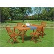 Pemberly Row Traditional 5-piece Wood Backyard Set in Natural Oil