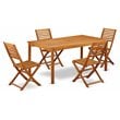 Pemberly Row Traditional 5-piece Wood Patio Furniture Set in Natural Oil