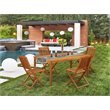 Pemberly Row Traditional 5-piece Wood Outdoor Furniture Set in Natural Oil