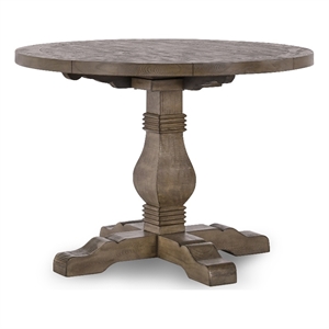 Pemberly Row 42&quot Reclaimed Solid Pine Wood Dining Table in Weathered Brown