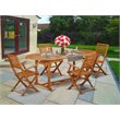 Pemberly Row Traditional 5-piece Wood Outdoor Dining Set in Natural Oil