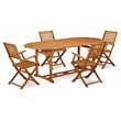 Pemberly Row Traditional 5-piece Wood Outdoor Dining Set in Natural Oil