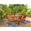 Pemberly Row Traditional 7-piece Wood Patio Set in Natural Oil