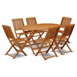 Pemberly Row Traditional 7-piece Wood Patio Set in Natural Oil