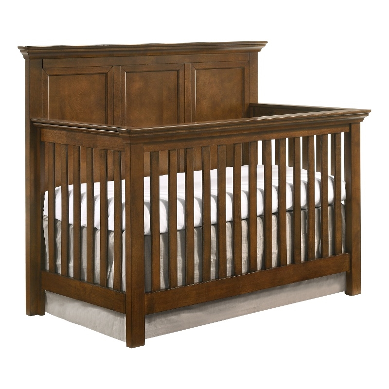 Pemberly Row Nursery Set with Convertible Crib, Changer Top, and Toddler Rail in Tuscan Brown