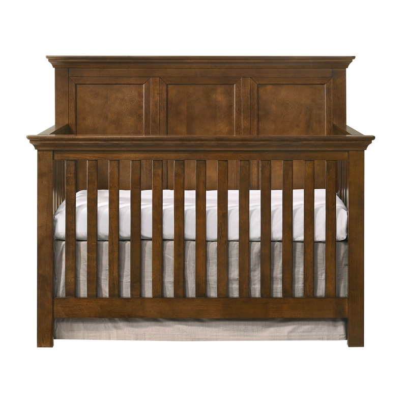Pemberly Row Nursery Set with Convertible Crib, Changer Top, and Toddler Rail in Tuscan Brown