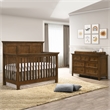 Pemberly Row Nursery Set with Convertible Crib, Changer Top, and Toddler Rail in Tuscan Brown