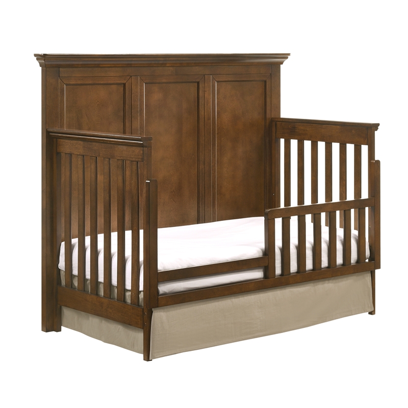 Pemberly Row Nursery Set with Convertible Crib, Changer Top, and Toddler Rail in Tuscan Brown