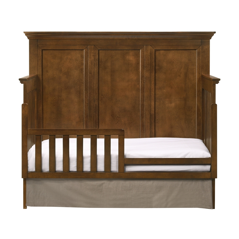 Pemberly Row Nursery Set with Convertible Crib, Changer Top, and Toddler Rail in Tuscan Brown