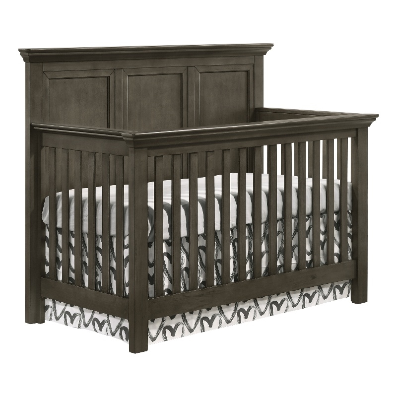 Pemberly Row Nursery Set with Convertible Crib, Bed Rails, Changer Top, and Toddler Rail in Gray