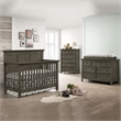 Pemberly Row Nursery Set with Convertible Crib, Bed Rails, Changer Top, and Toddler Rail in Gray