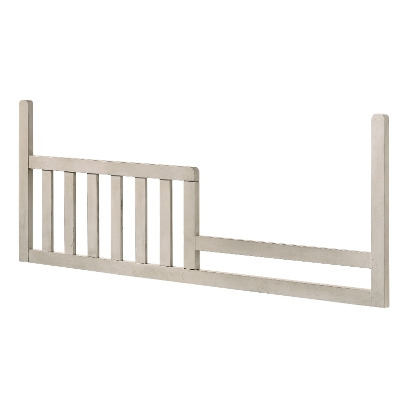 Pemberly Row Nursery Set with Convertible Crib, Toddler Rail, Full Bed Rails & Changer Top in Rustic White