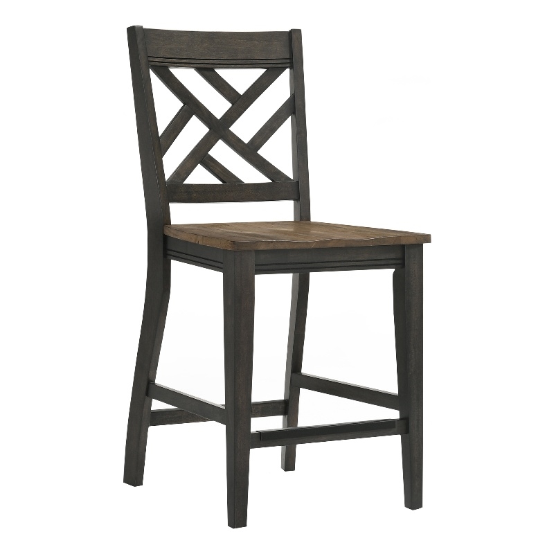 Pemberly Row Dining Set with 4 Lattice Back Stools and Drop Leaf Table in Brown/Pecan Finish