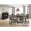 Pemberly Row Dining Set with 4 Lattice Back Stools and Drop Leaf Table in Brown/Pecan Finish