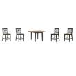 Pemberly Row Dining Set with 4 Lattice Back Stools and Drop Leaf Table in Brown/Pecan Finish
