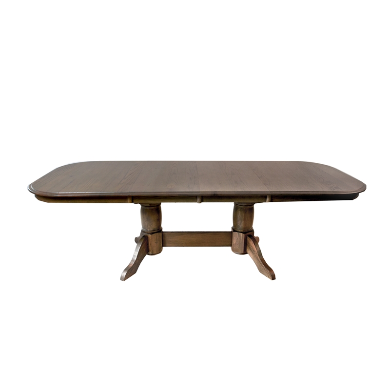 Pemberly Row Dining Set with Trestle Table and Spindle Chairs in Chestnut Finish