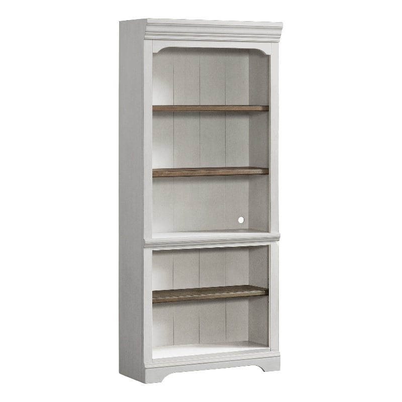 Pemberly Row Set of 3 Wooden Bookcases in White and Oak Finish