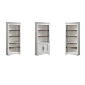 Pemberly Row Set of 3 Wooden Bookcases in White and Oak Finish