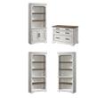 Pemberly Row Home Office Set of 4 - Bookcasess and Lateral File Cabinet in White & French Oak