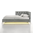 Pemberly Row Contemporary Twin Upholstered Corner Bed with LED and USB in Gray