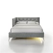 Pemberly Row  Contemporary Full Upholstered Corner Bed with LED and USB in Gray