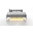 Pemberly Row  Contemporary Full Upholstered Corner Bed with LED and USB in Gray