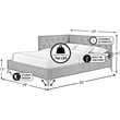 Pemberly Row  Contemporary Full Upholstered Corner Bed with LED and USB in Gray