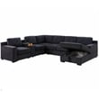 Pemberly Row Chenille Living Room Set Pull Out 6-Seater Sofa Bed in Dark Gray