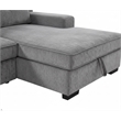Pemberly Row Chenille Living Room Set Pull Out 6-Seater Sofa Bed in Light Gray