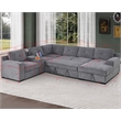 Pemberly Row Chenille Living Room Set Pull Out 6-Seater Sofa Bed in Light Gray