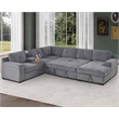 Pemberly Row Chenille Living Room Set Pull Out 6-Seater Sofa Bed in Light Gray