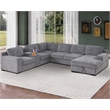 Pemberly Row Chenille Living Room Set Pull Out 6-Seater Sofa Bed in Light Gray