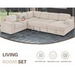 Pemberly Row Chenille Living Room Set Pull Out 6-Seater Sofa Bed in Beige