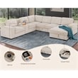 Pemberly Row Chenille Living Room Set Pull Out 6-Seater Sofa Bed in Beige