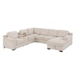 Pemberly Row Chenille Living Room Set Pull Out 6-Seater Sofa Bed in Beige