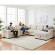 Pemberly Row Chenille Living Room Set Pull Out 6-Seater Sofa Bed in Beige