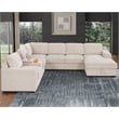 Pemberly Row Chenille Living Room Set Pull Out 6-Seater Sofa Bed in Beige