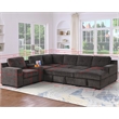 Pemberly Row Chenille Living Room Set Pull Out 6-Seater Sofa Bed in Brown