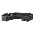 Pemberly Row Chenille Living Room Set Pull Out 6-Seater Sofa Bed in Brown